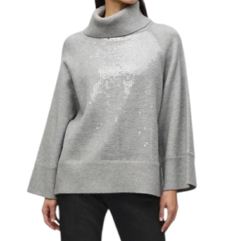 Chic Women's Attire Ethnic Cultural Event Wear Knit Boxy Sweater In Grey Melange
