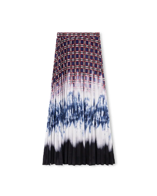 The Latest Trends Plaid And Tie Dye Pleat Skirt